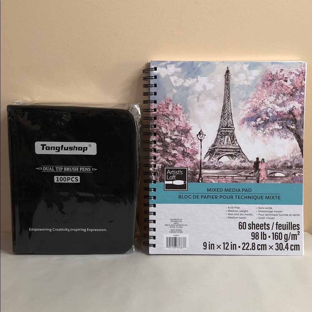 ARTIST LOFT Mixed Media Pad and TONGFUSHOP 100 Color Marker Set